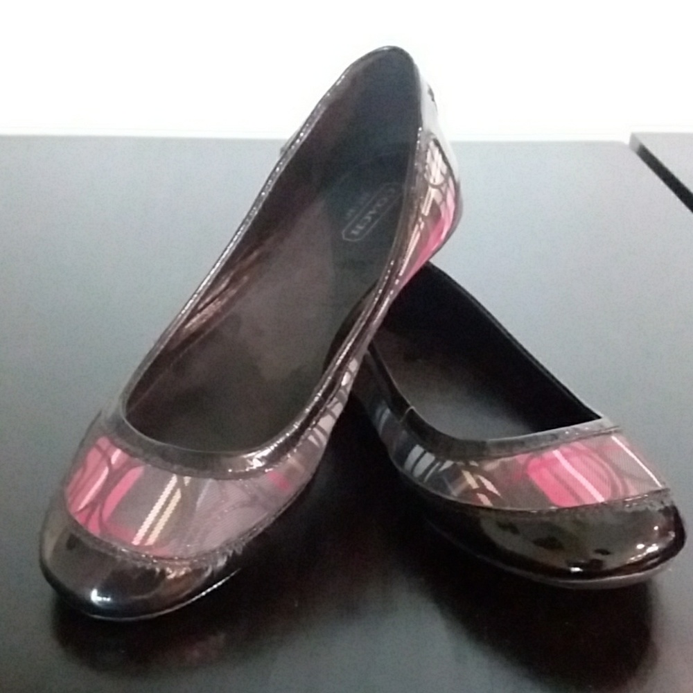 Coach Black Plaid Dress Flats size 7.5